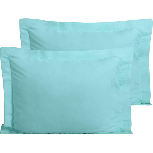 100% Egyptian Cotton Sateen Weave-Luxurious 600 Thread Count Pillow Shams | Set of 2 | Travel Size 12" x 16"(Inches) Aqua Blue Solid.
