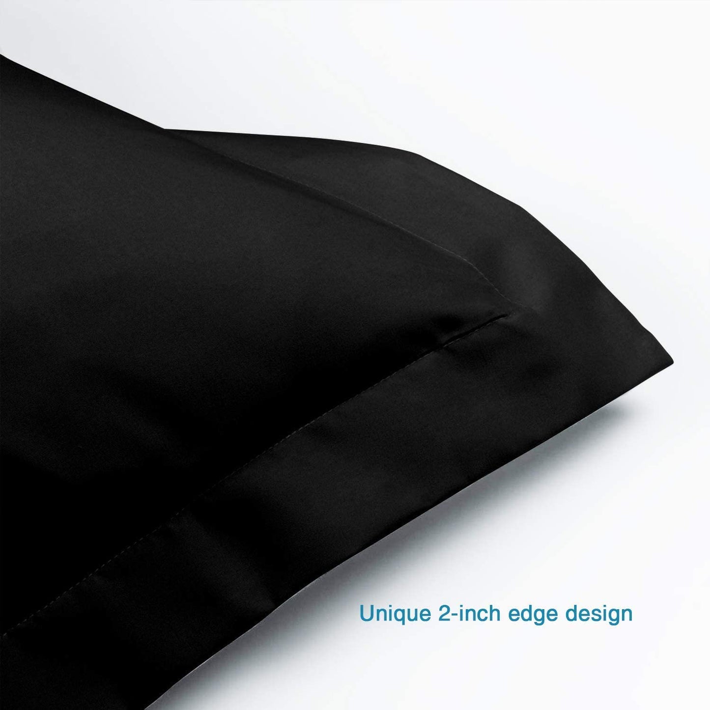 100% Egyptian Cotton Sateen Weave-Luxurious 600 Thread Count Pillow Shams | Set of 2 | Body Pillow 20" x 56"(Inches) Black Solid.