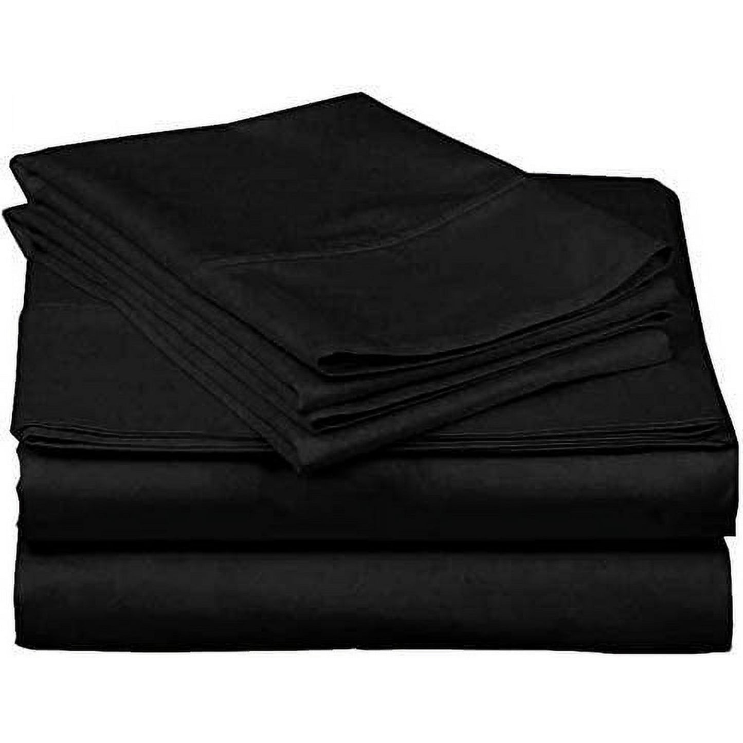 600 Thread Count 100% Egyptian Cotton Ultra Soft Cotton Rich Easy Care Sateen Sheets,Queen Size 4 Piece Sheet Set Fit 26" Inch to 30" Inch Deep Pocket {Black Solid}
