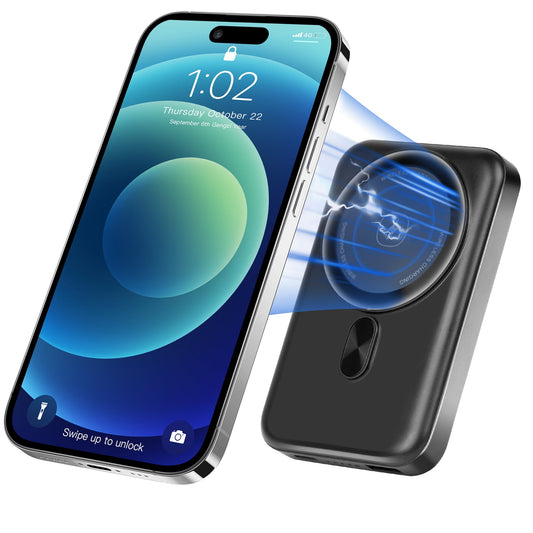 BUSATIA Magnetic Power Bank, 10000mAh Foldable Wireless Portable Charger with USB-C Cable, for Mag-Safe Battery Pack 22.5W PD Fast Charging for iPhone 16/15/14/13/12 Pro/Pro Max/Plus/Mini